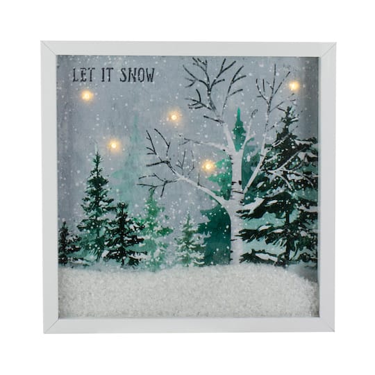 10" LED Lighted Let it Snow Winter Forest Christmas Wall Art By Northlight in White | 10" x 10" | Michaelsยฎ